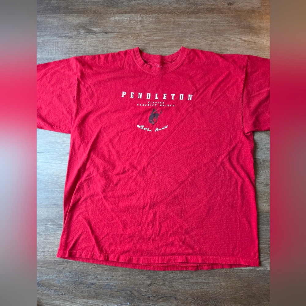 Pendleton Blended Canadian Whisky Let'er Buck Red Shirt Mens size XL